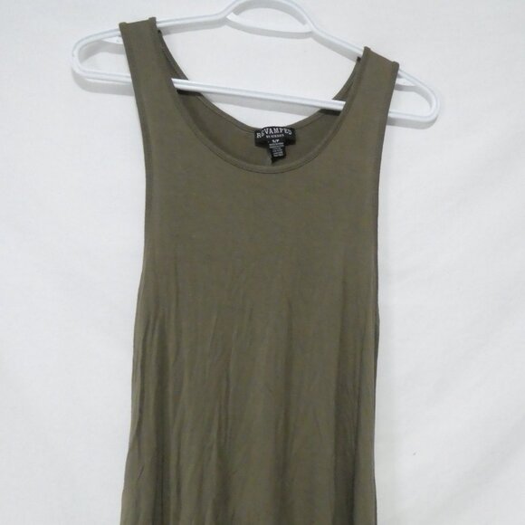 REVAMPED By Sirens | small | Khaki Sleeveless Dress With Back Button Detail - Picture 6 of 16